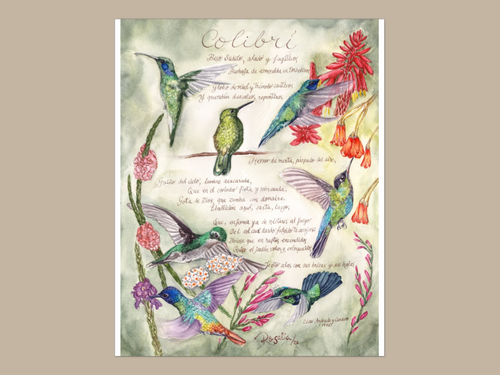 Reproducción Giclée Colibrí, un poema