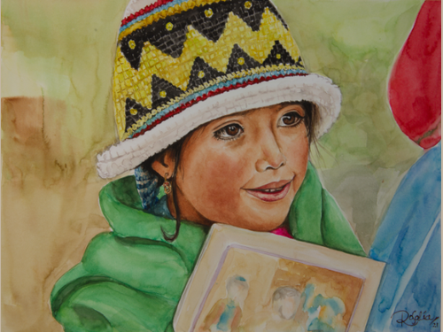 Detail view of the Eager to Learn print. 