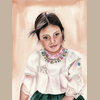 Detail view of the Manuelita print.