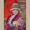 Detail view of the Girl and the Puppy print. 