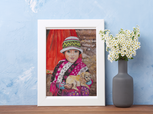 Example of the Girl and the Puppy print displayed in a home.